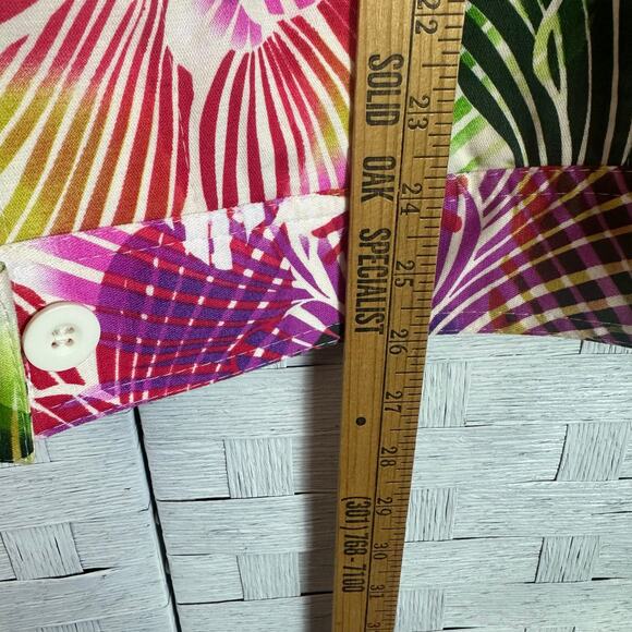 Chico’s Womens tropical floral denim jacket very colorful button up plus size - Picture 8 of 10